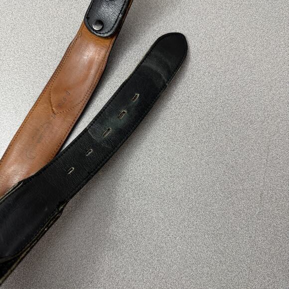 Vtg Nocona Anaconda Snake Leather Belt 32 Mens Black Tan Buckle Western Cowboy - Picture 3 of 10